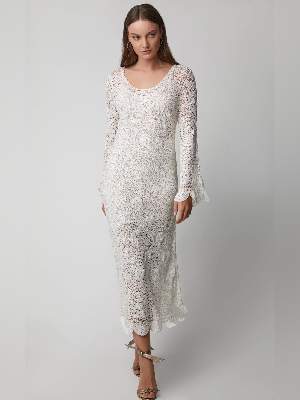 NWOT Love Shack Fancy Helen Crochet White Maxi Dress - Sz M